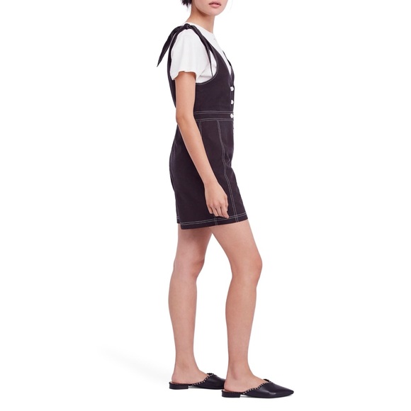 Free People London Town Overall Romper Black sz 8 - Picture 15 of 16